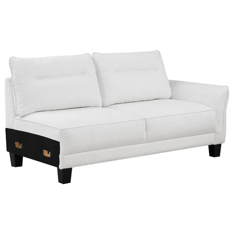 Caspian White and Black Upholstered Curved Arms Sectional Sofa by Coaster at Eve Furniture