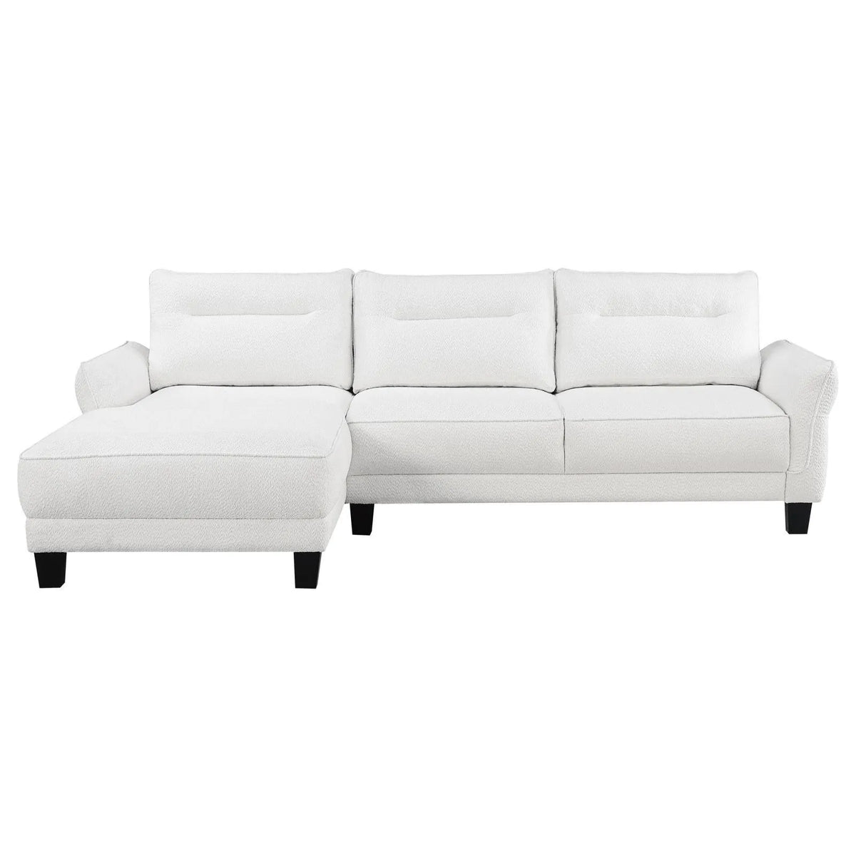 Caspian White and Black Upholstered Curved Arms Sectional Sofa by Coaster at Eve Furniture