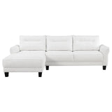 Caspian White and Black Upholstered Curved Arms Sectional Sofa by Coaster at Eve Furniture