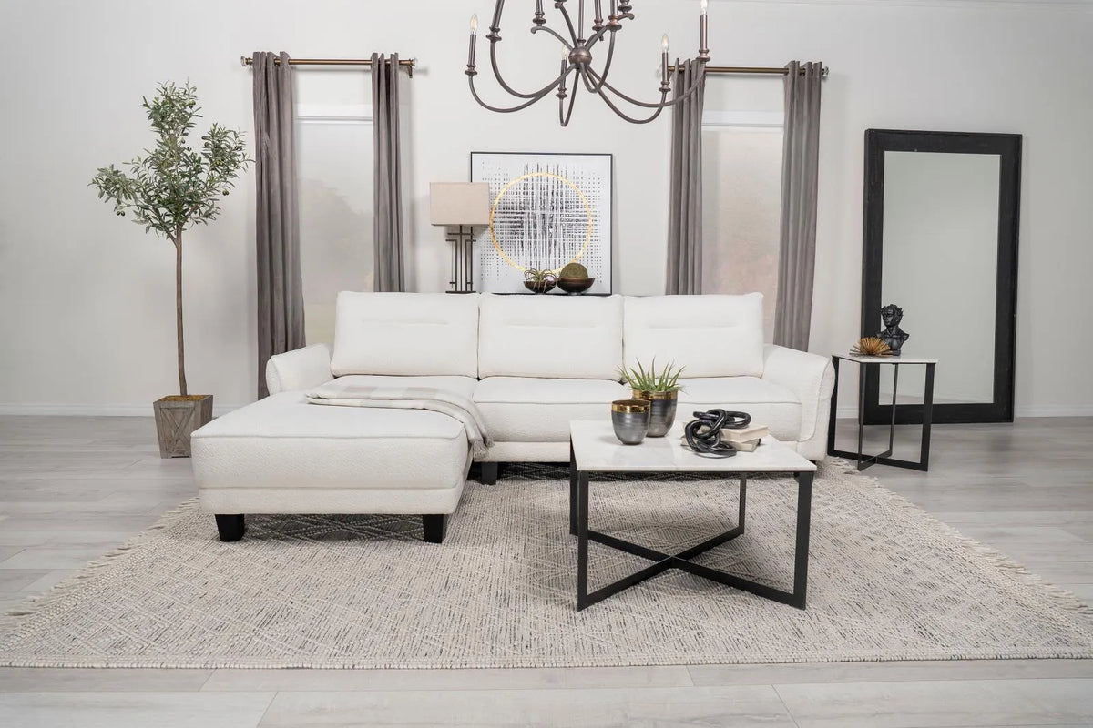 Caspian White and Black Upholstered Curved Arms Sectional Sofa by Coaster at Eve Furniture