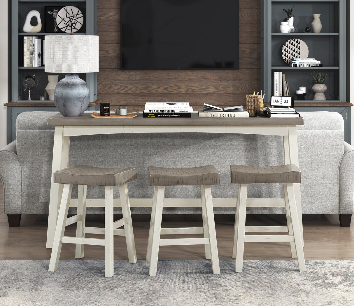 Caspian White/Coffee Counter Height Stool, Set of 2 by Homelegance at Eve Furniture