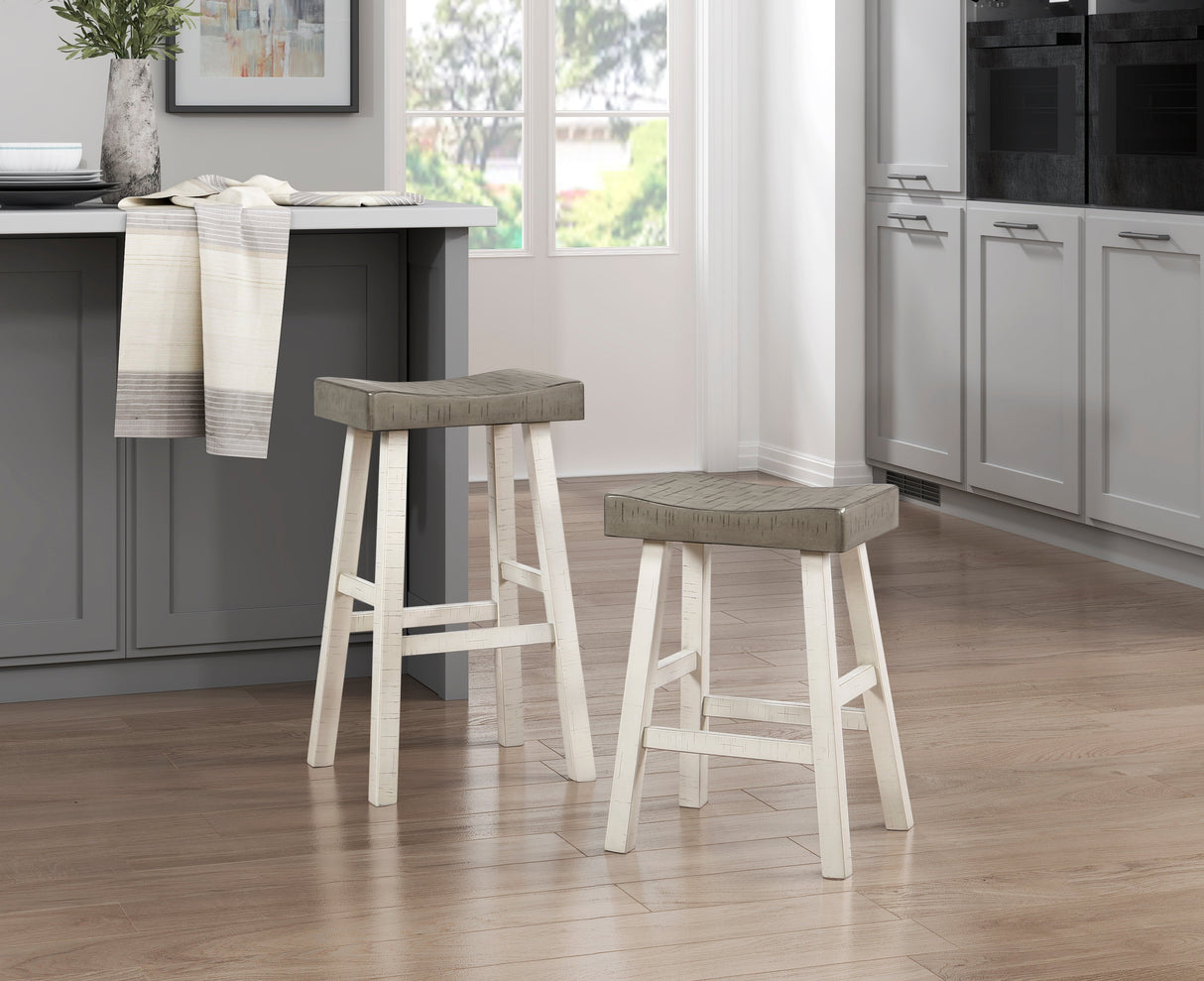 Caspian White/Coffee Pub Height Stool, Set of 2 by Homelegance at Eve Furniture