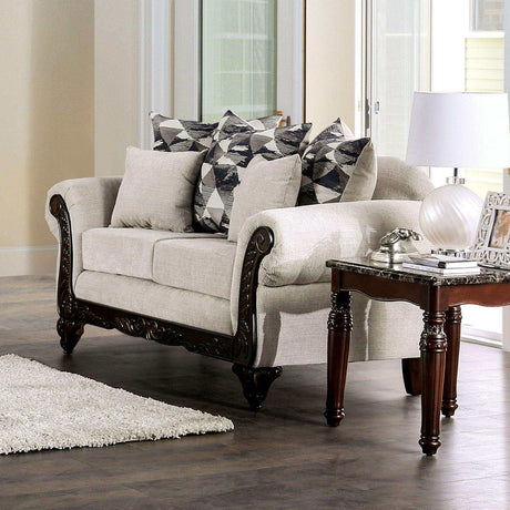 Cassani Walnut & Light Gray Stationary Sofa & Loveseat by Furniture of America at Eve Furniture