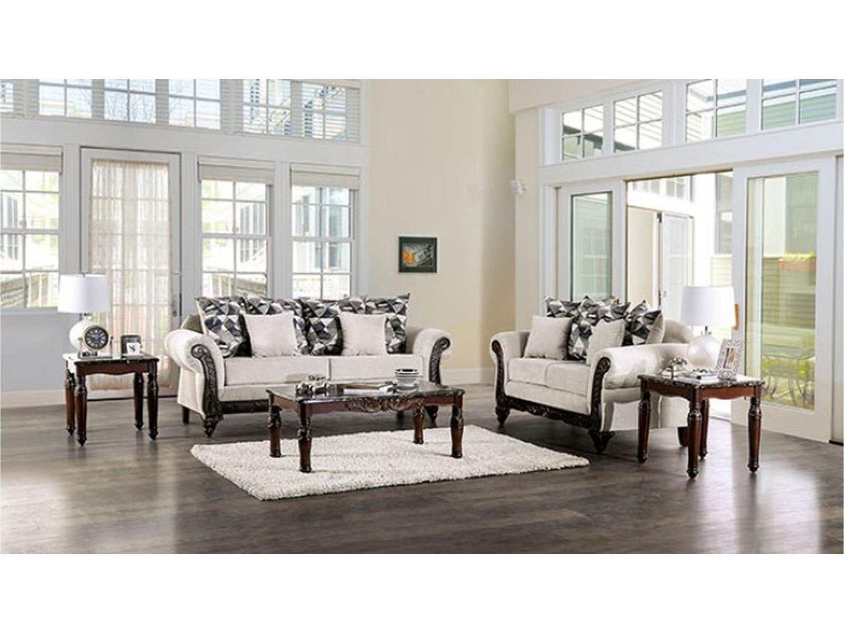 Cassani Walnut & Light Gray Stationary Sofa & Loveseat by Furniture of America at Eve Furniture