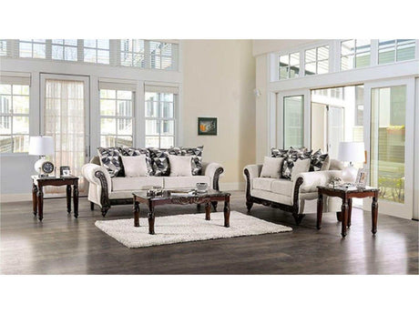 Cassani Walnut & Light Gray Stationary Sofa & Loveseat by Furniture of America at Eve Furniture