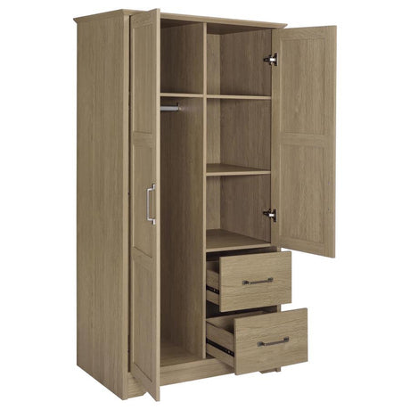 Cassara 2-door Bedroom Wardrobe Storage Cabinet Armoire Latte by Coaster at Eve Furniture