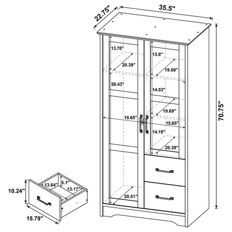 Cassara 2-door Bedroom Wardrobe Storage Cabinet Armoire Latte by Coaster at Eve Furniture