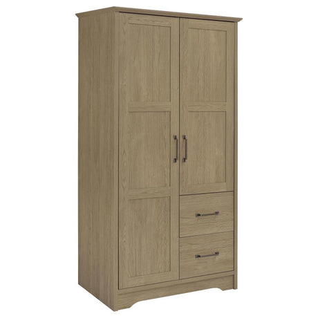 Cassara 2-door Bedroom Wardrobe Storage Cabinet Armoire Latte by Coaster at Eve Furniture