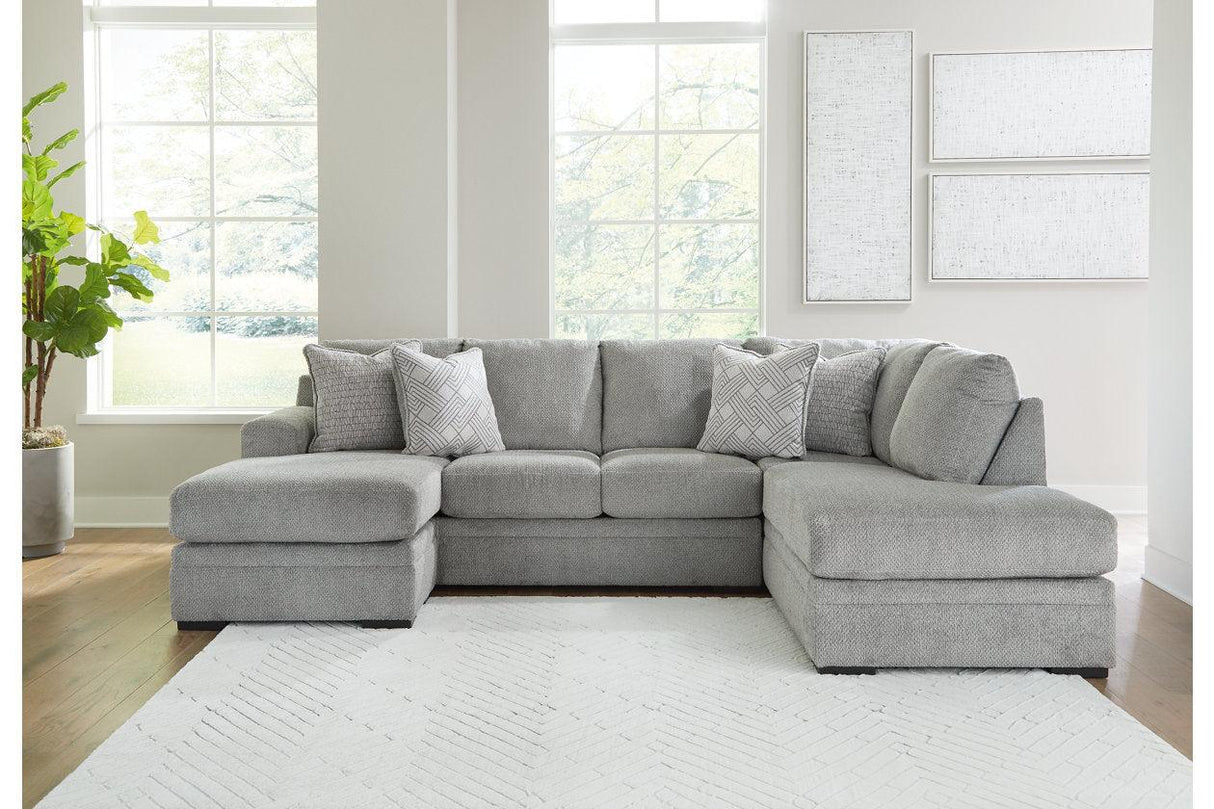 Casselbury Cement 2-Piece Right Arm Facing (RAF) Chaise Sectional by Ashley at Eve Furniture
