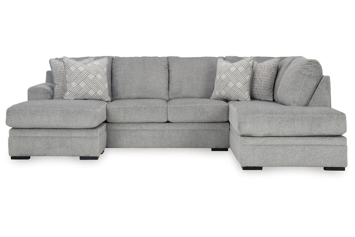 Casselbury Cement 2-Piece Right Arm Facing (RAF) Chaise Sectional by Ashley at Eve Furniture