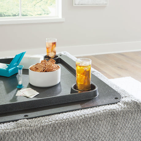 Casselbury Cement Ottoman With Storage by Ashley at Eve Furniture