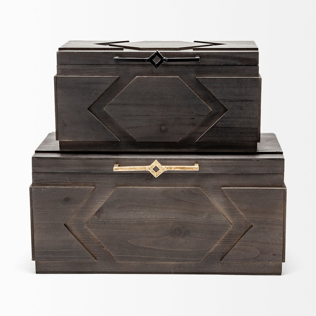 Cassia Set of 2 Brown Wooden Boxes by Mercana at Eve Furniture