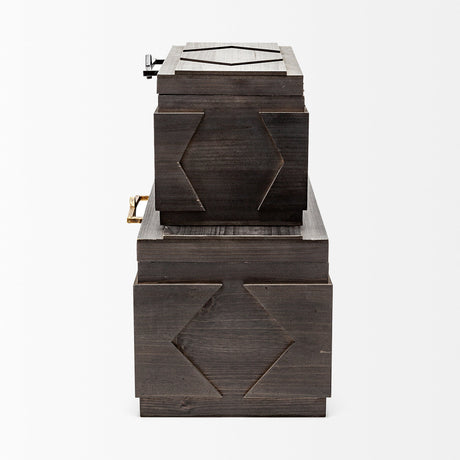 Cassia Set of 2 Brown Wooden Boxes by Mercana at Eve Furniture
