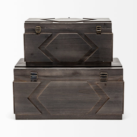 Cassia Set of 2 Brown Wooden Boxes by Mercana at Eve Furniture
