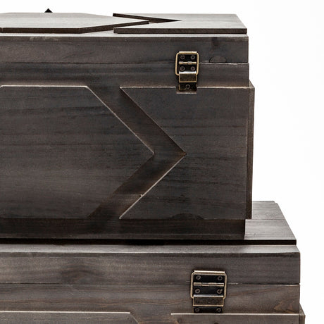 Cassia Set of 2 Brown Wooden Boxes by Mercana at Eve Furniture