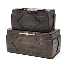Cassia Set of 2 Brown Wooden Boxes by Mercana at Eve Furniture