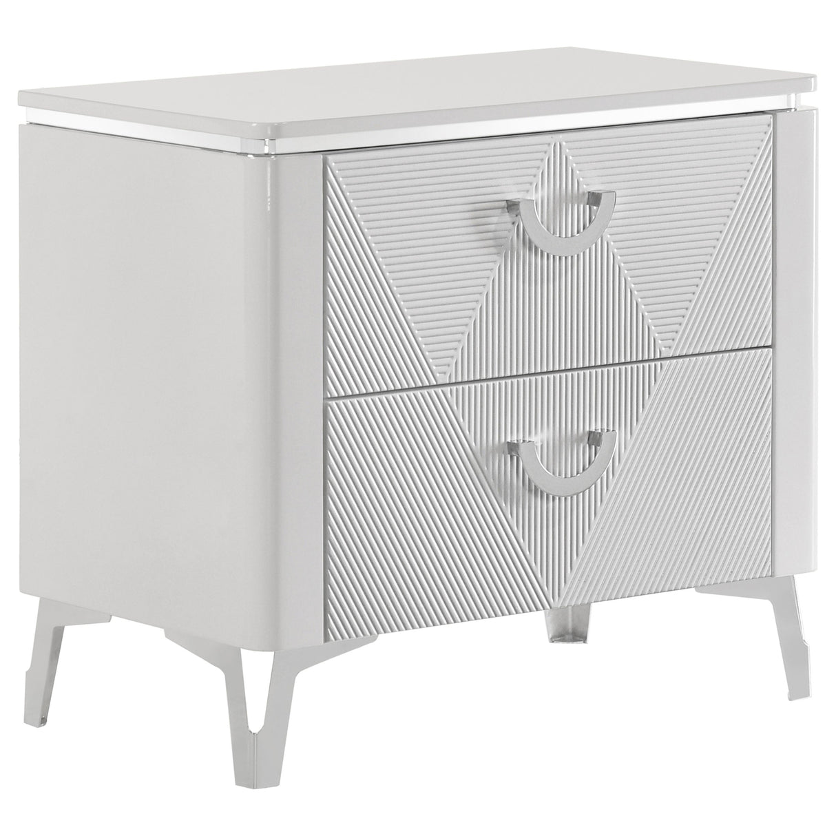 Cassia White High Gloss 2-drawer Nightstand Bedside Table by Coaster at Eve Furniture