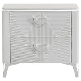 Cassia White High Gloss 2-drawer Nightstand Bedside Table by Coaster at Eve Furniture