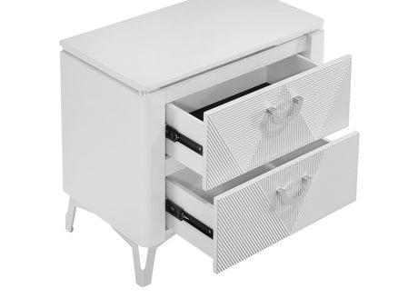 Cassia White High Gloss 2-drawer Nightstand Bedside Table by Coaster at Eve Furniture