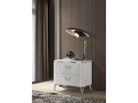 Cassia White High Gloss 2-drawer Nightstand Bedside Table by Coaster at Eve Furniture