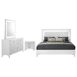 Cassia White High Gloss 4-piece Eastern King LED Bedroom Set by Coaster at Eve Furniture