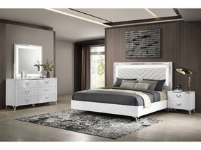 Cassia White High Gloss 4-piece Queen LED Bedroom Set by Coaster at Eve Furniture