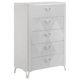 Cassia White High Gloss 5-drawer Bedroom Chest of Drawers by Coaster at Eve Furniture