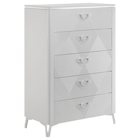 Cassia White High Gloss 5-drawer Bedroom Chest of Drawers by Coaster at Eve Furniture