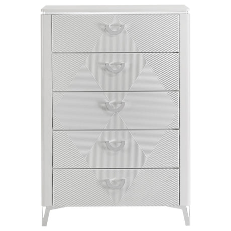Cassia White High Gloss 5-drawer Bedroom Chest of Drawers by Coaster at Eve Furniture