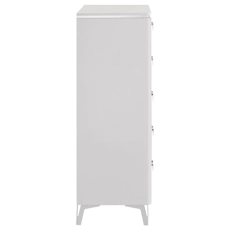 Cassia White High Gloss 5-drawer Bedroom Chest of Drawers by Coaster at Eve Furniture