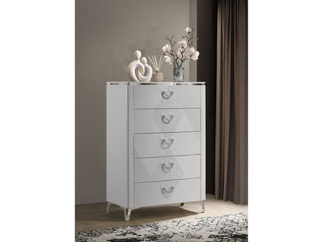 Cassia White High Gloss 5-drawer Bedroom Chest of Drawers by Coaster at Eve Furniture