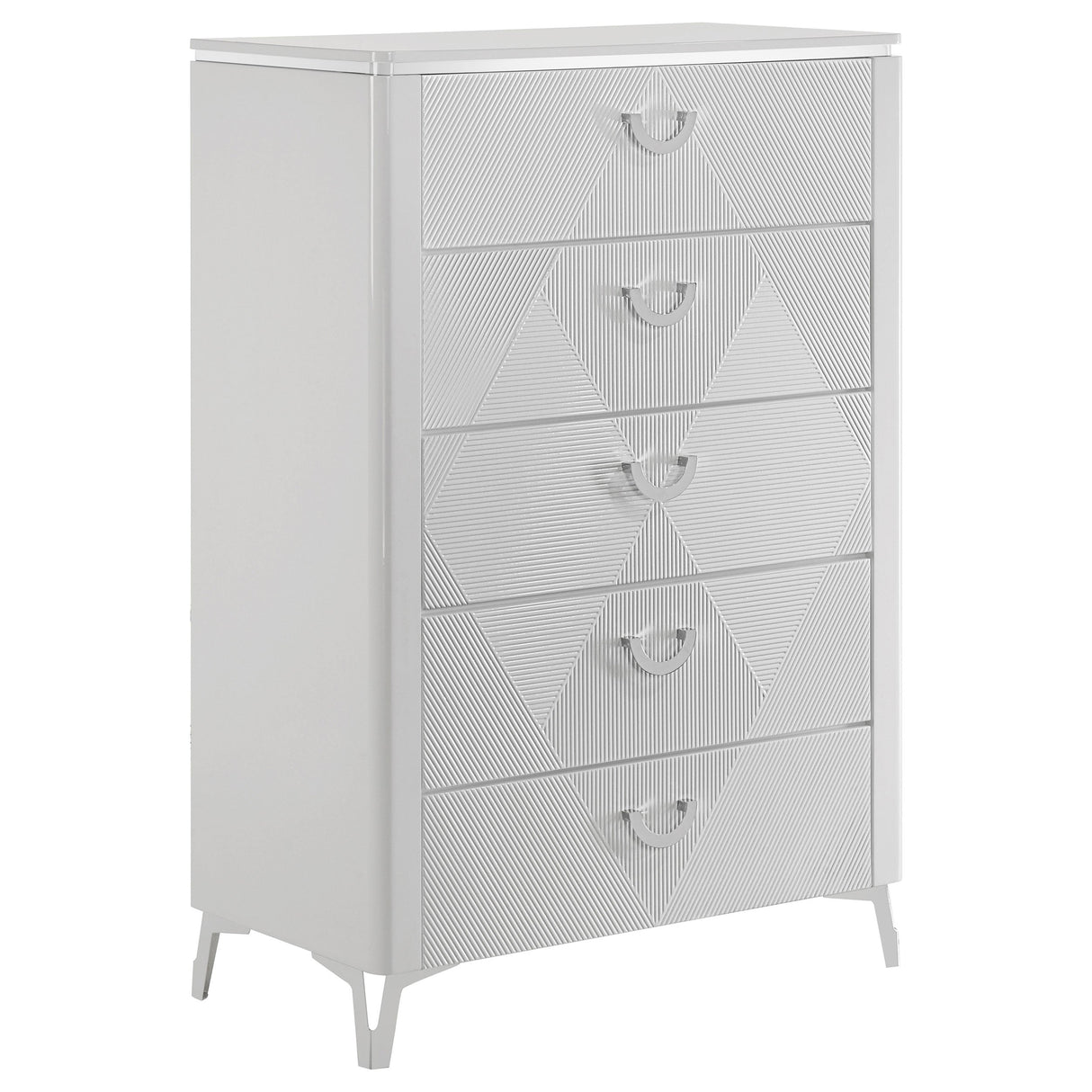 Cassia White High Gloss 5-piece Eastern King LED Bedroom Set by Coaster at Eve Furniture