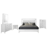 Cassia White High Gloss 5-piece Eastern King LED Bedroom Set by Coaster at Eve Furniture