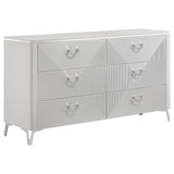 Cassia White High Gloss 5-piece Eastern King LED Bedroom Set by Coaster at Eve Furniture