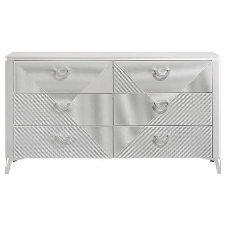 Cassia White High Gloss 6-drawer Bedroom Dresser Cabinet by Coaster at Eve Furniture