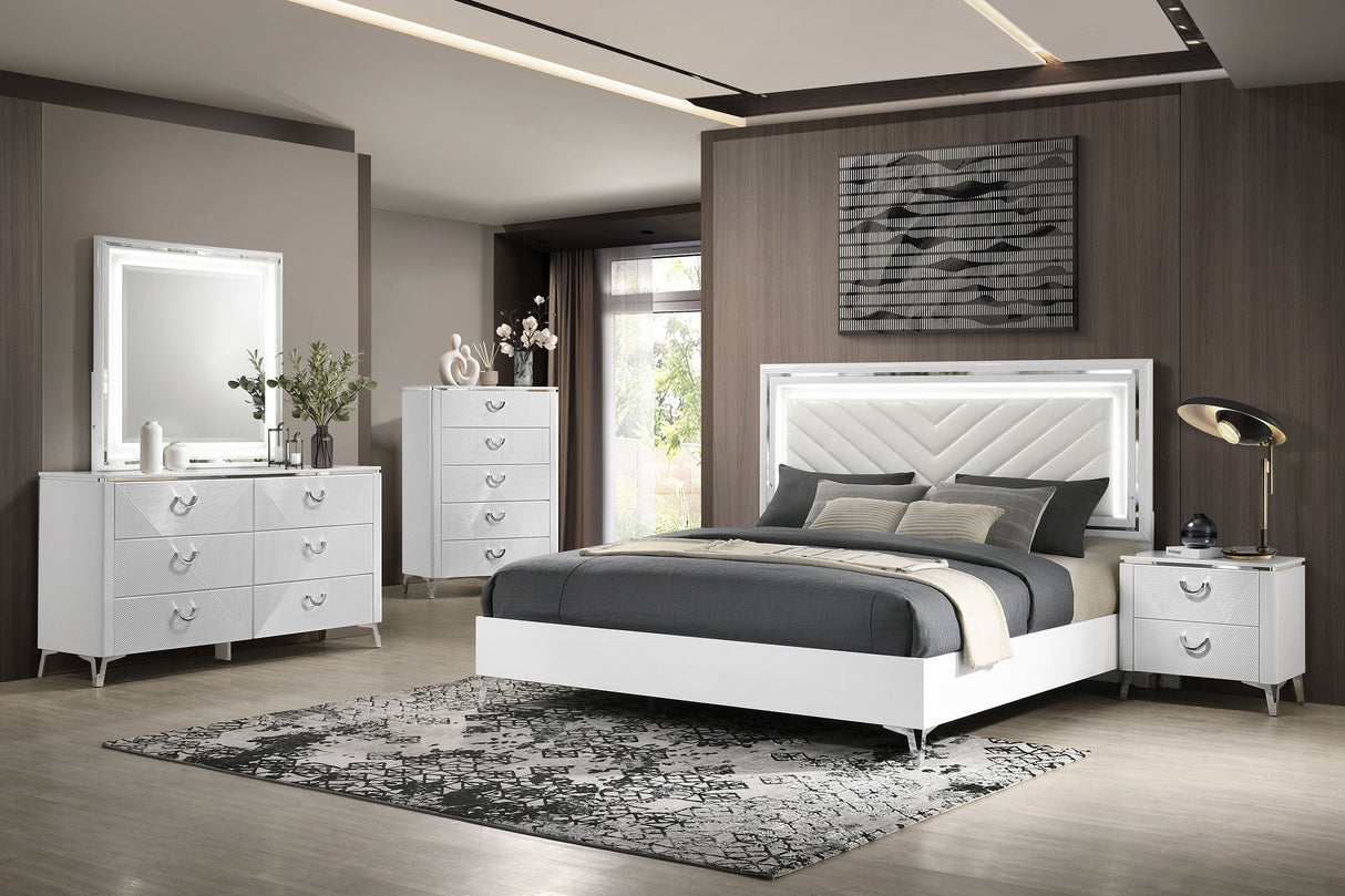 Cassia White High Gloss 6-drawer Dresser Cabinet with Mirror by Coaster at Eve Furniture