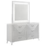 Cassia White High Gloss 6-drawer Dresser Cabinet with Mirror by Coaster at Eve Furniture