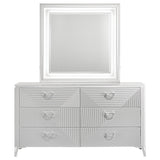 Cassia White High Gloss 6-drawer Dresser Cabinet with Mirror by Coaster at Eve Furniture