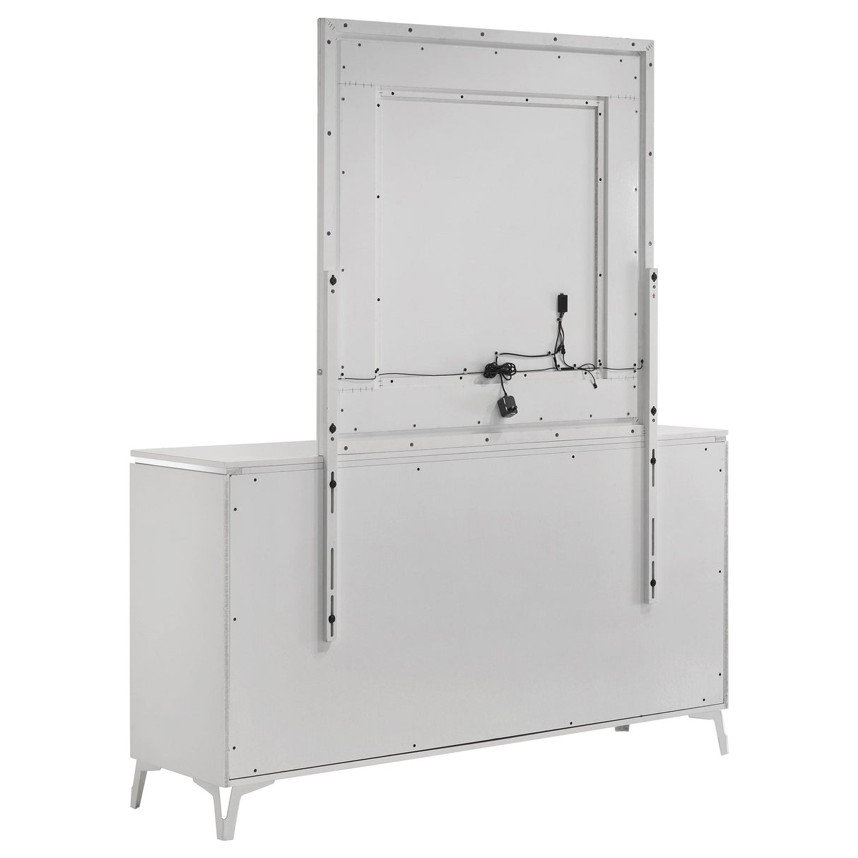 Cassia White High Gloss 6-drawer Dresser Cabinet with Mirror by Coaster at Eve Furniture