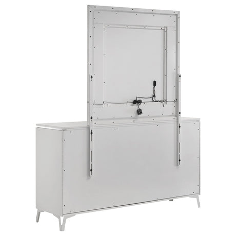Cassia White High Gloss 6-drawer Dresser Cabinet with Mirror by Coaster at Eve Furniture
