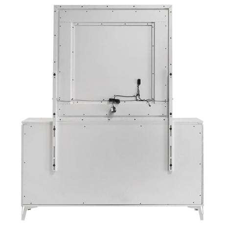 Cassia White High Gloss 6-drawer Dresser Cabinet with Mirror by Coaster at Eve Furniture
