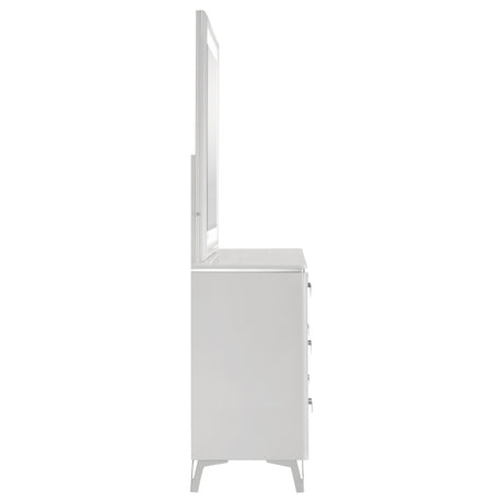 Cassia White High Gloss 6-drawer Dresser Cabinet with Mirror by Coaster at Eve Furniture