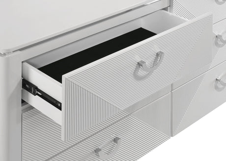 Cassia White High Gloss 6-drawer Dresser Cabinet with Mirror by Coaster at Eve Furniture