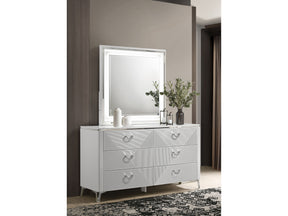 Cassia White High Gloss 6-drawer Dresser Cabinet with Mirror by Coaster at Eve Furniture