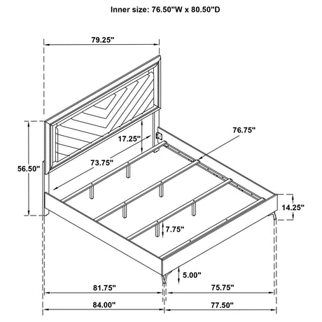 Cassia White High Gloss Eastern King LED Panel Bed by Coaster at Eve Furniture