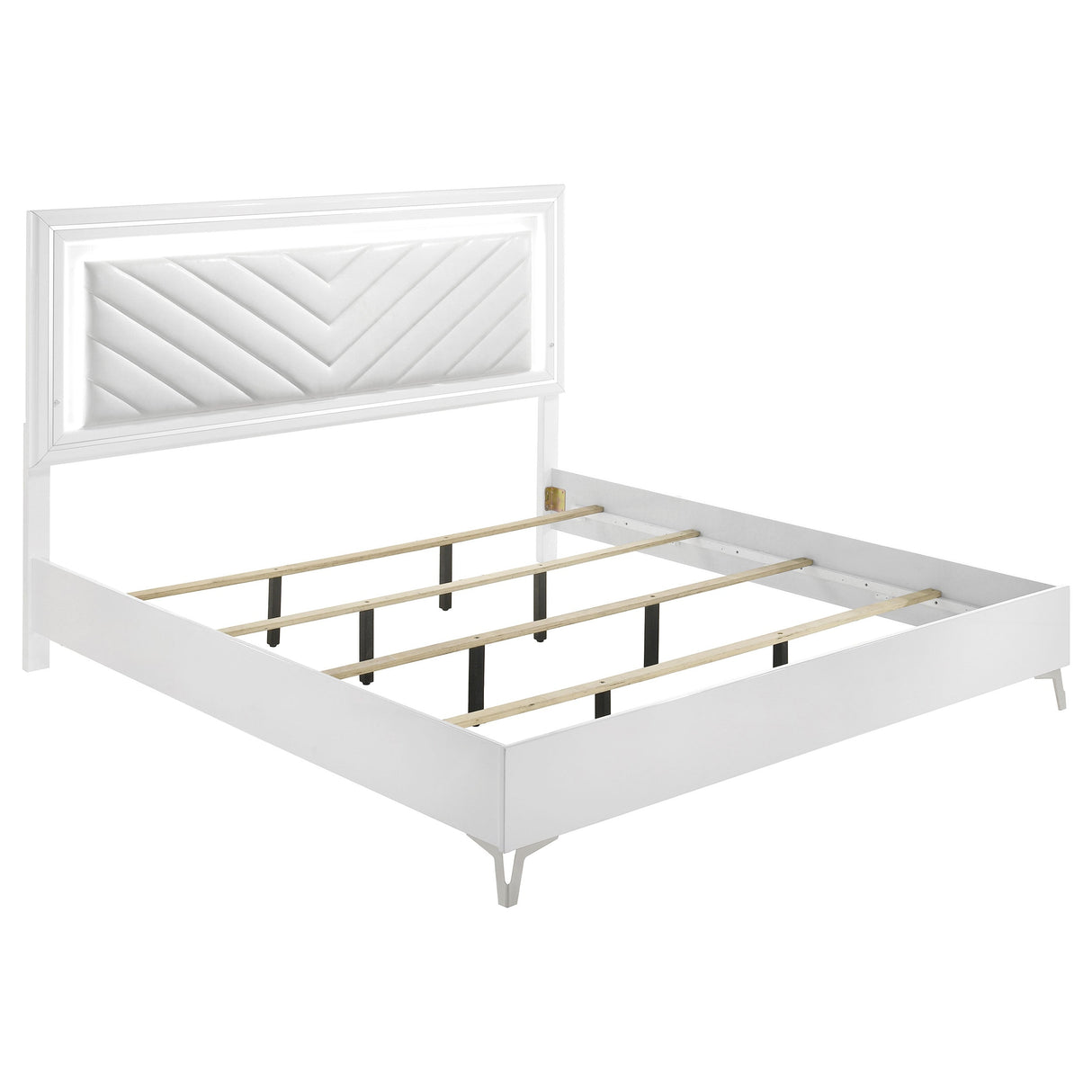 Cassia White High Gloss Eastern King LED Panel Bed by Coaster at Eve Furniture