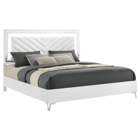 Cassia White High Gloss Eastern King LED Panel Bed by Coaster at Eve Furniture