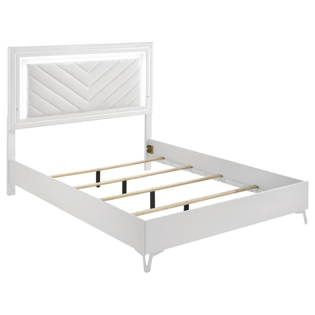 Cassia White High Gloss Queen LED Panel Bed by Coaster at Eve Furniture