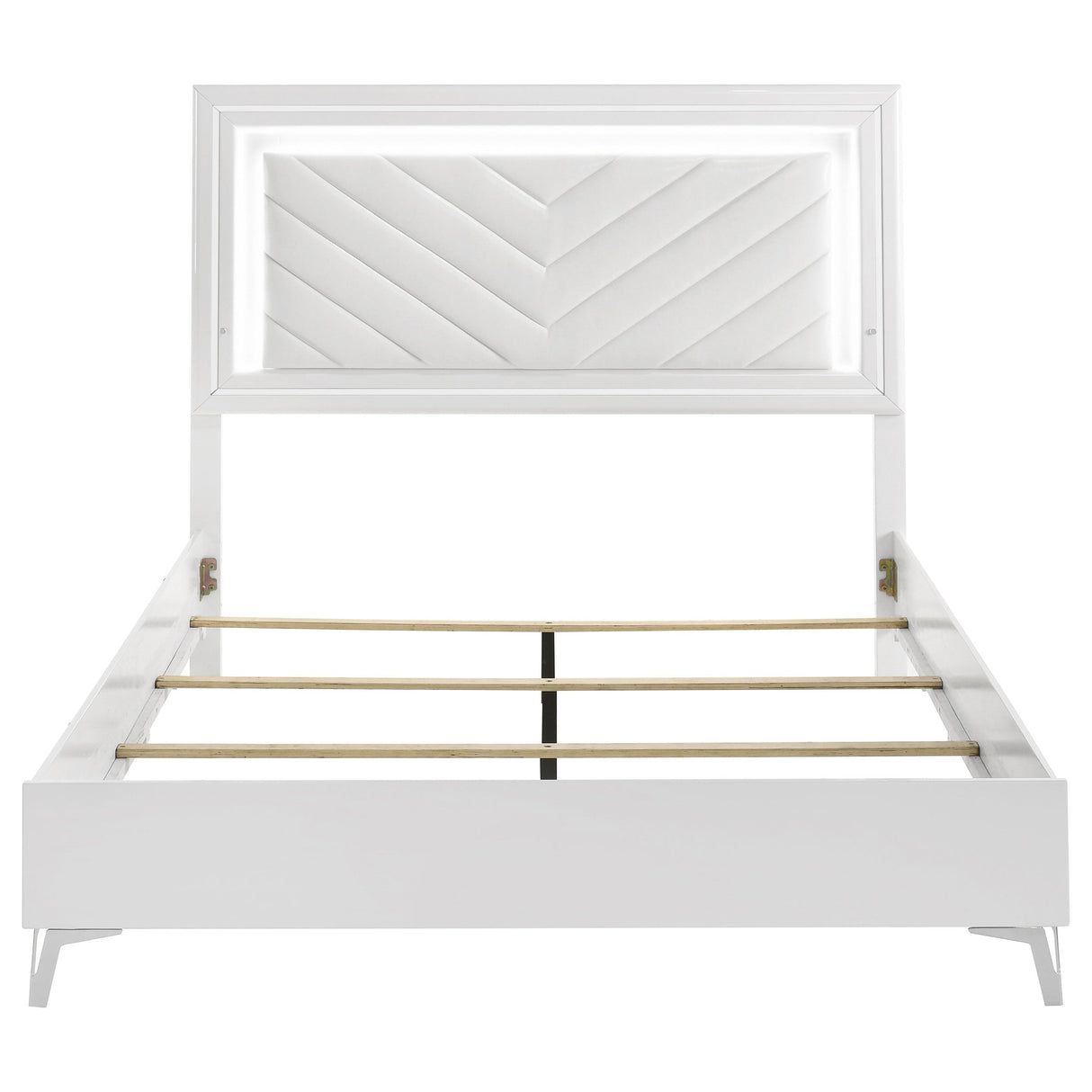 Cassia White High Gloss Queen LED Panel Bed by Coaster at Eve Furniture