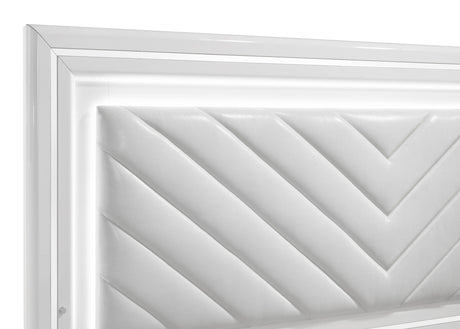 Cassia White High Gloss Queen LED Panel Bed by Coaster at Eve Furniture